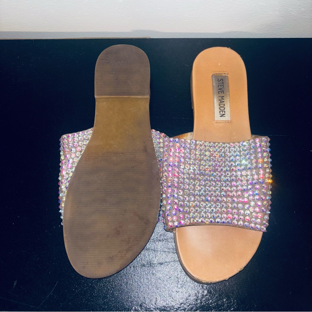 Steve Madden Crystal Embellished Slide Sandals - Iridescent - Picture 2 of 2